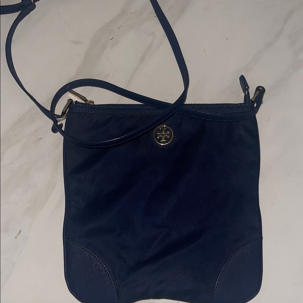 Tory Burch Navy Crossbody Bag with Gold Logo
